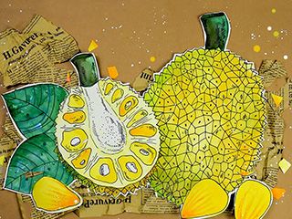 美术画画《热带水果皇后菠萝蜜》教程欣赏