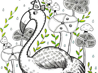 少儿美术培训教案《林中的火烈鸟》线描画课程设计