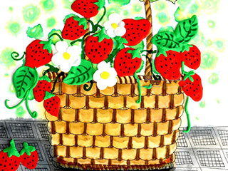 综合美术创作《篮子里的草莓》儿童