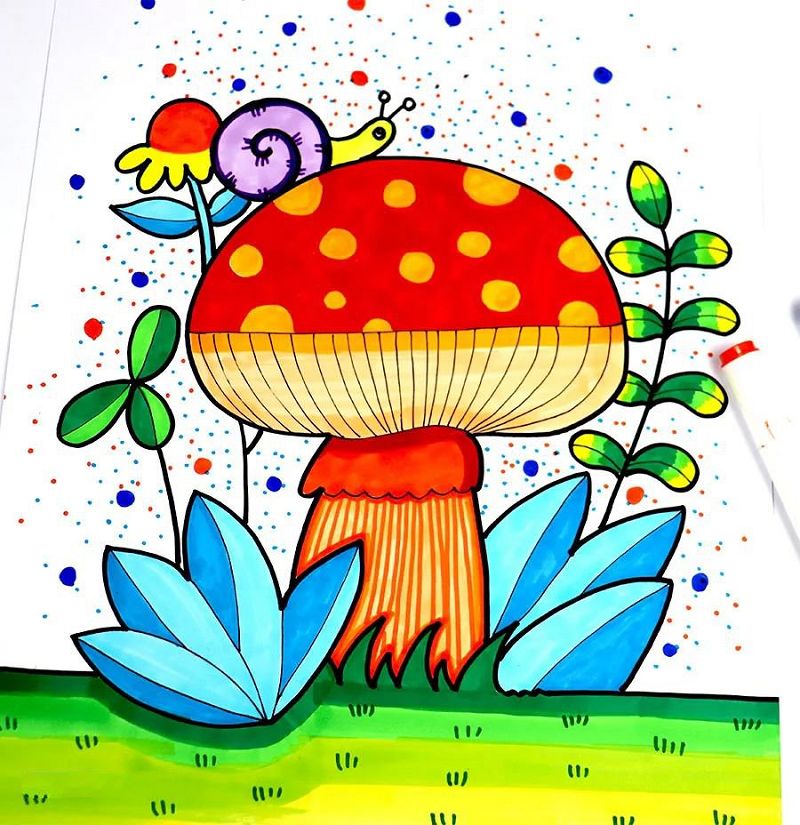 漂亮的蘑菇儿童画