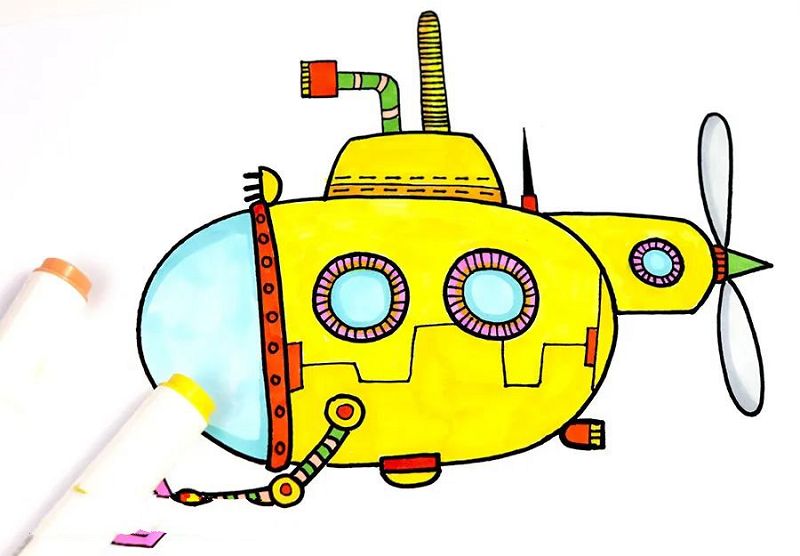 少儿美术儿童画潜艇绘画教程