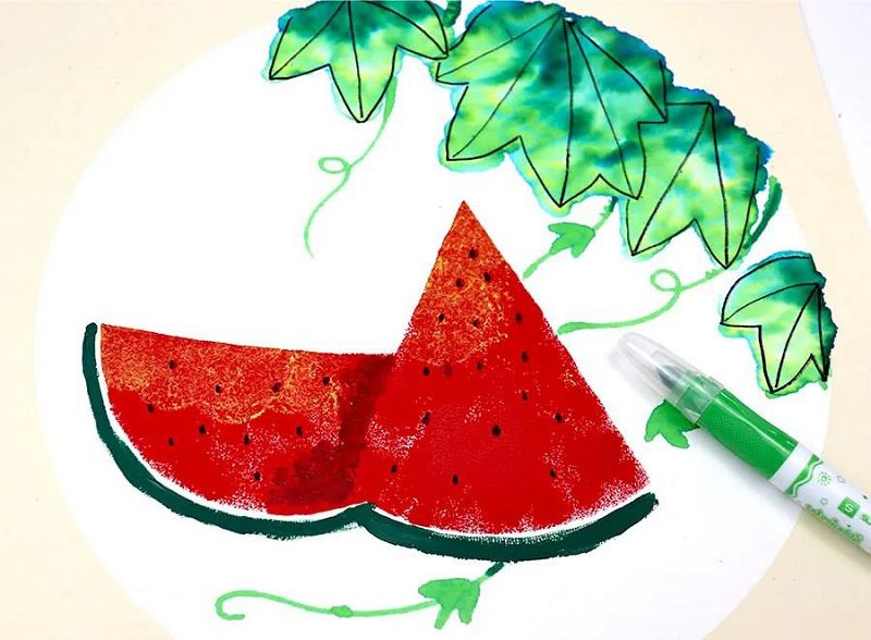 幼儿美术教程《清爽可口的西瓜》简单绘画教案