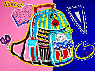 准备开学来画《我的新书包》创意儿童画美术教程