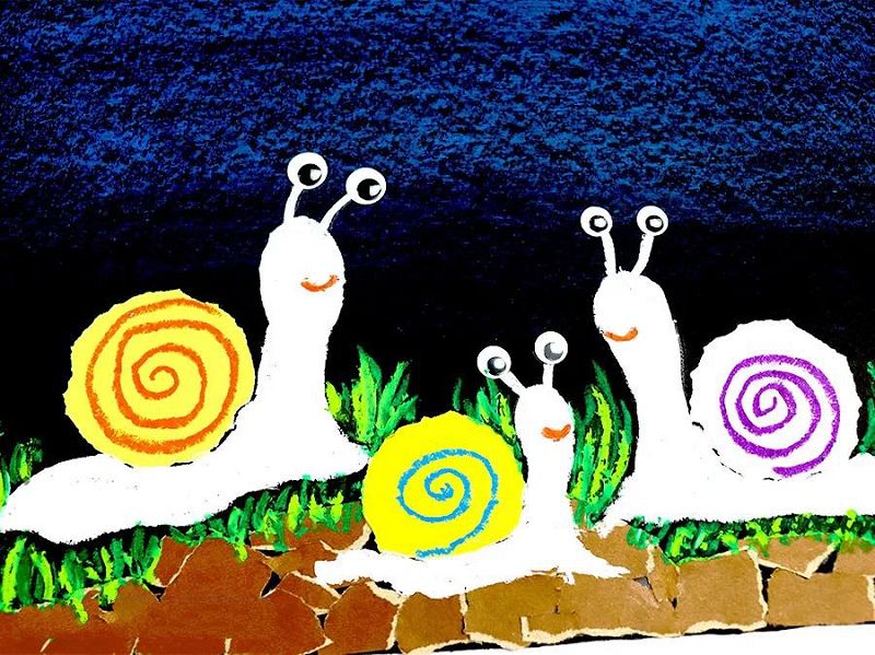 幼儿教画画《夜空下的蜗牛》绘画教程