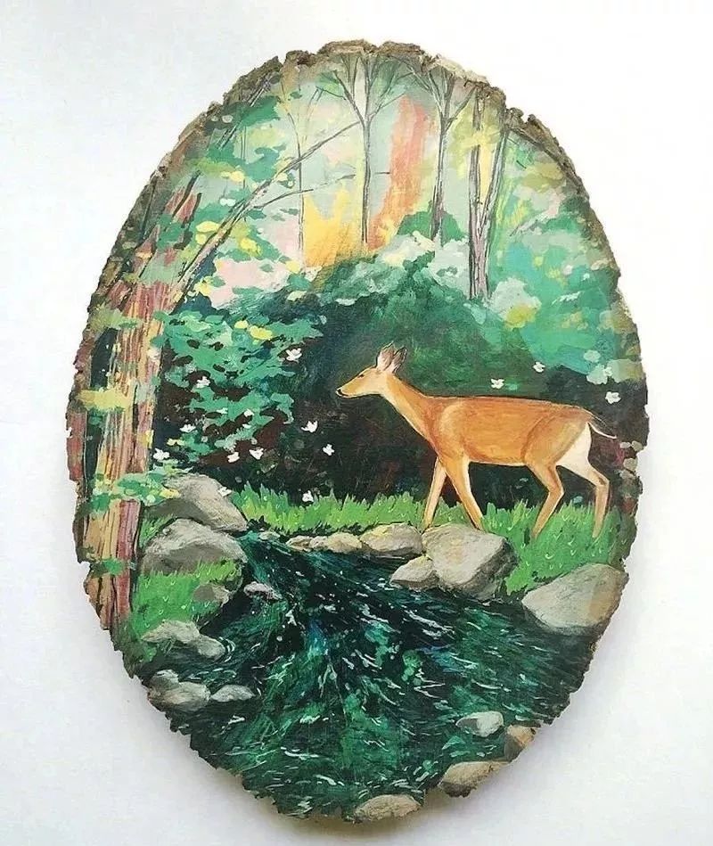 艺术家Cathy McMurray木块上的艺术作品