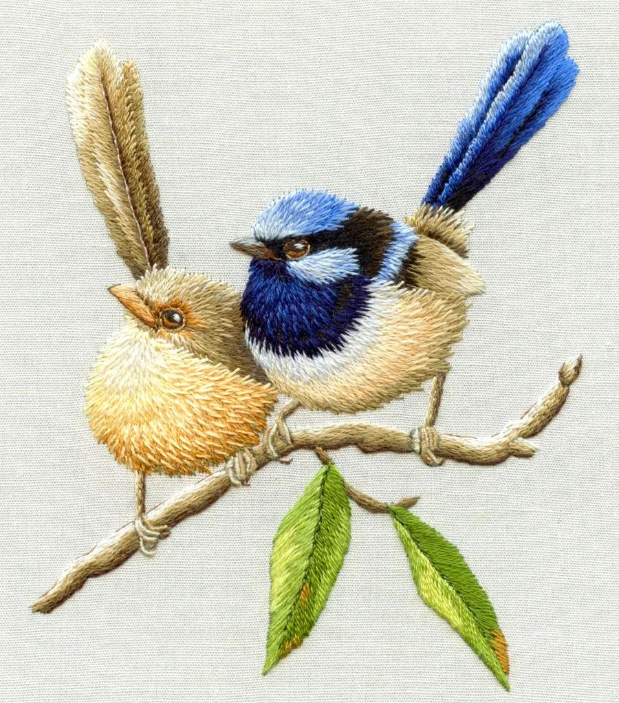 创作灵感｜刺绣画各种鸟以针为笔以线为色
