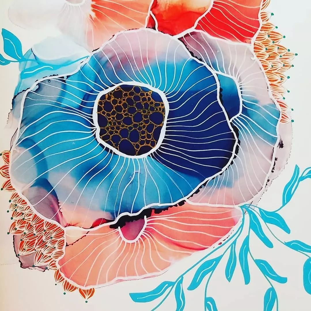 水彩花卉线描装饰画